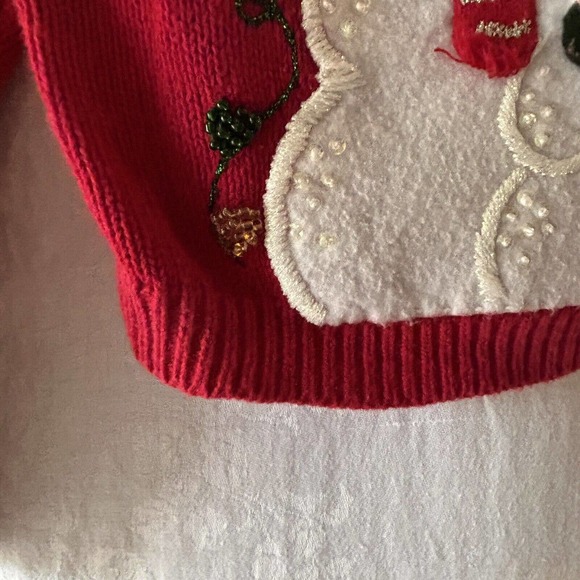 Vintage Ugly Christmas Holiday Sweater cardigan Large PETITE Full Zip Snowman - Picture 3 of 16